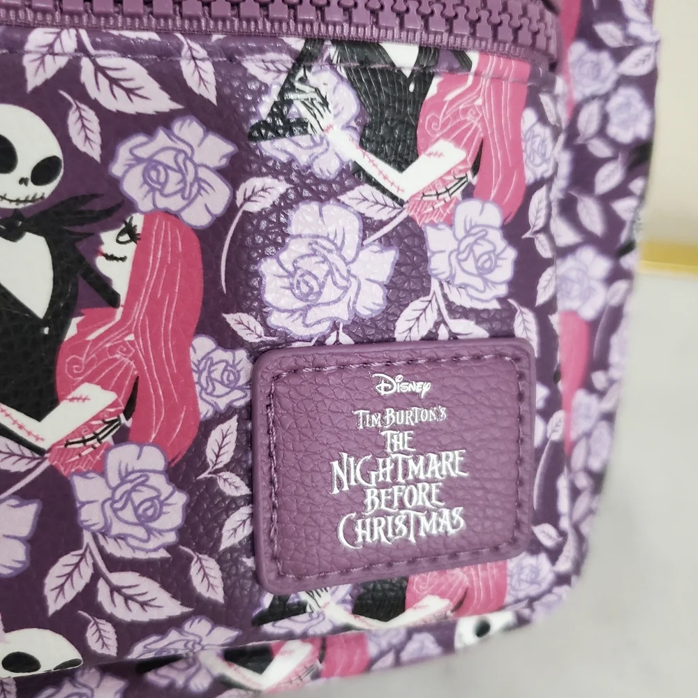 The Nightmare Before Christmas Jack And Sally Purple Rose Backpack NWT Unisex